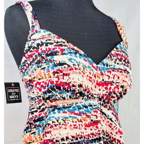 Swim Solutions Hot Rock Printed Tiered Tankini Size 8 - Picture 4 of 8